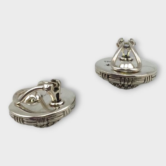 Vintage John Hardy Basketweave Earrings 925 Sterling Silver Signed - Picture 5 of 9